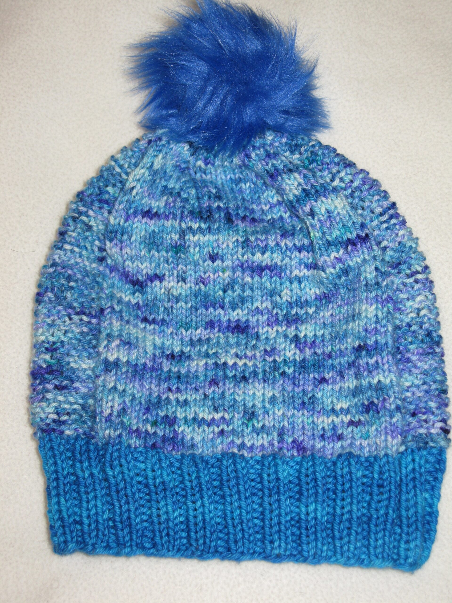 Hand Knit wool beanie and matching mittens - blue speckles - merino wool and cashmere - Image 4