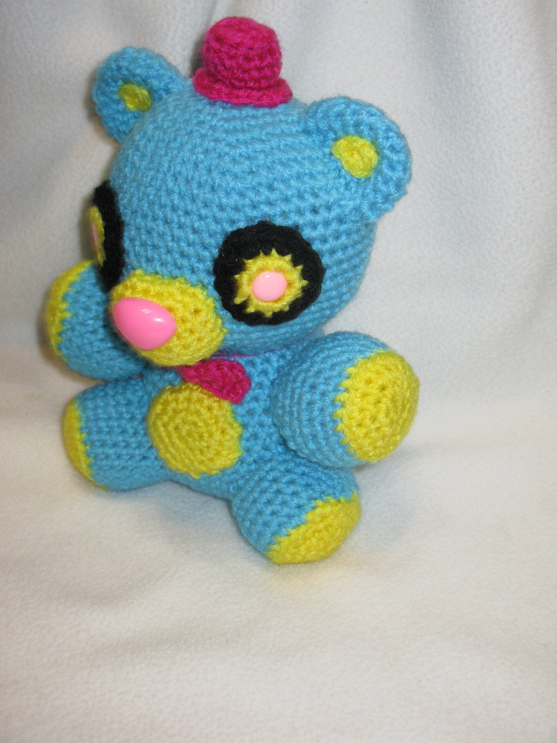 Colorful Freddy Fazbear plush Amigurumi - turquoise and yellow - Image 4