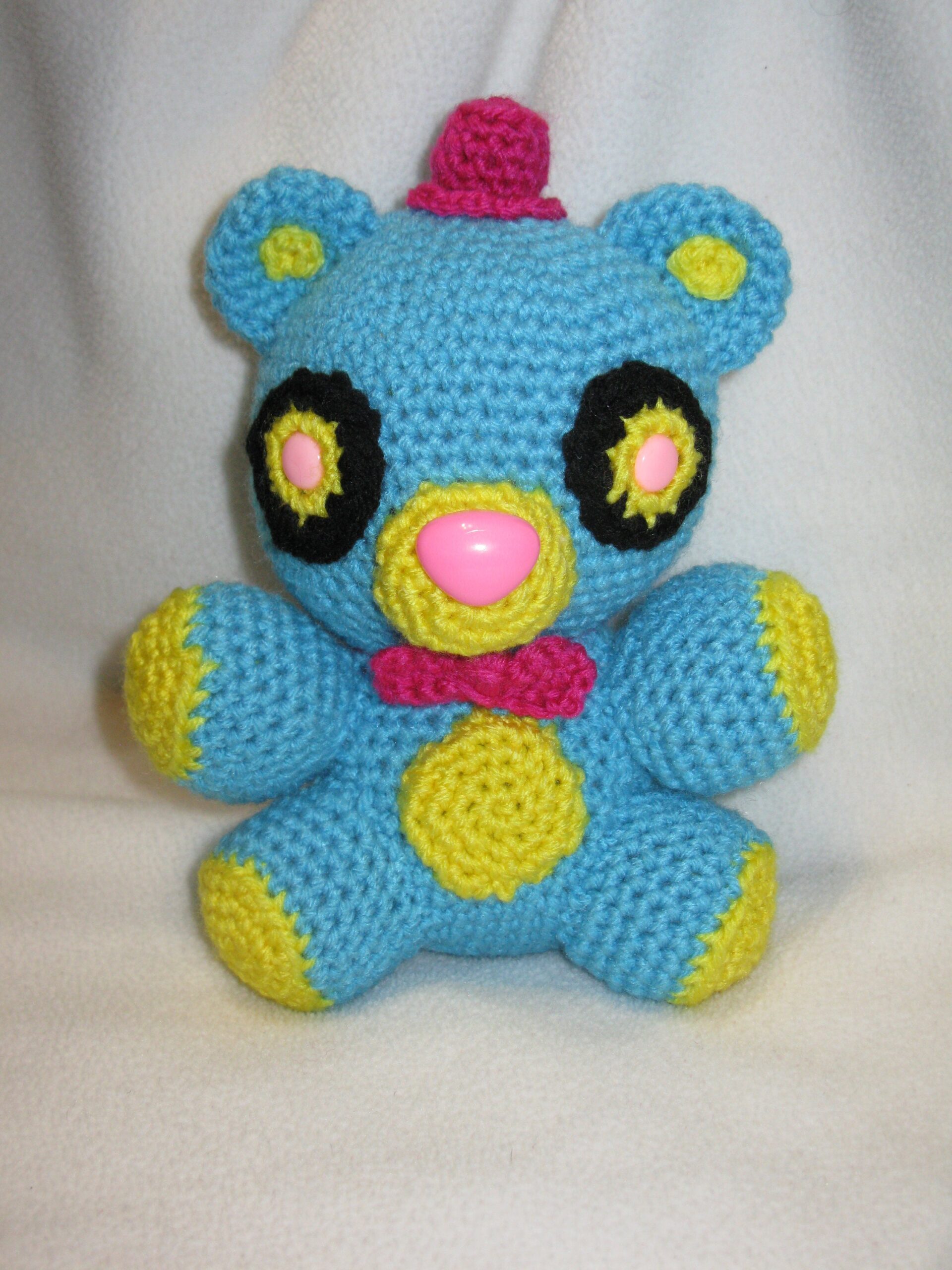 Colorful Freddy Fazbear plush Amigurumi - turquoise and yellow