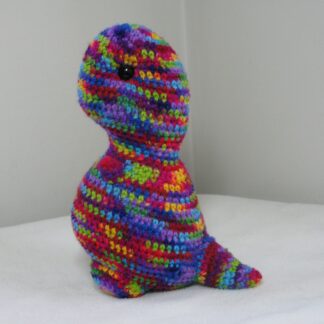 T-rex plush amigurumi - bright multicolor
