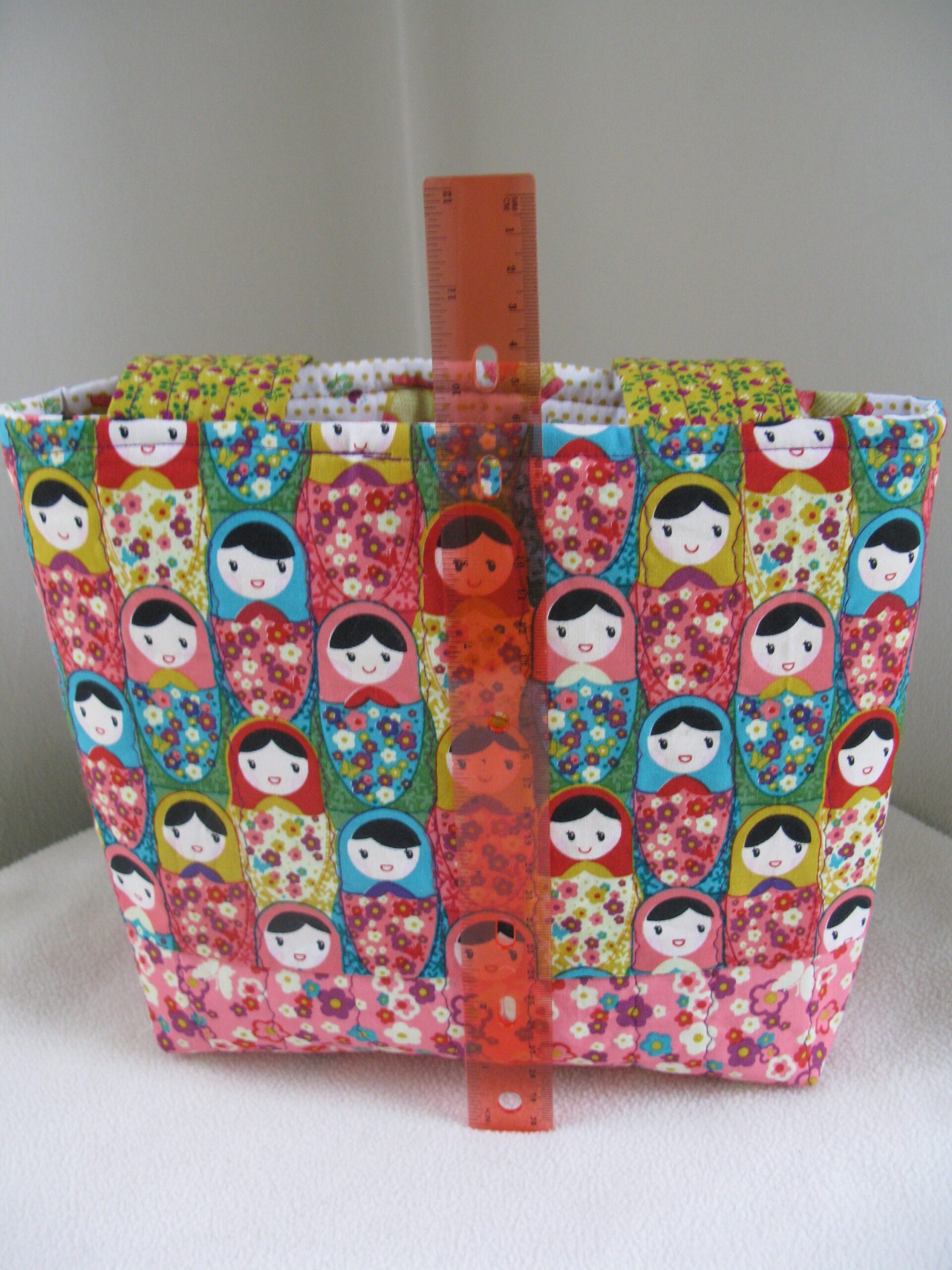 Quilted tote bag made from Russian Matryoshka Doll fabric (imperfect reduced price) - Image 5