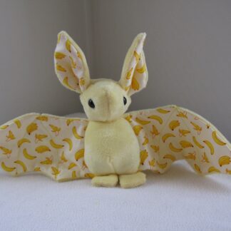 Fruit Bat Handmade Plush - Light Yellow Banana Bat With Black Eyes