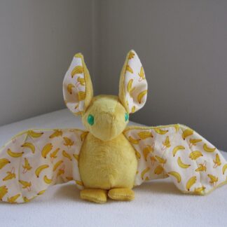 Fruit Bat Handmade Plush - Yellow Banana Bat With Green Eyes